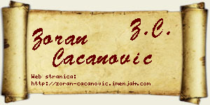 Zoran Cacanović vizit kartica